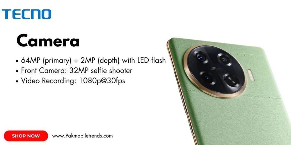 Close-up of the Tecno Spark 20 Pro Plus smartphone showcasing its advanced triple-camera setup with LED flash, sleek design, and vibrant display.